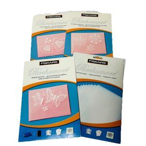 Fiskars Parchamore Vellum Paper 3 Stencil Sets Snowflakes Butterfly Hearts NEW
